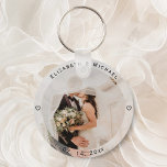 Modern Simple Bride and Groom Photo Wedding Favor Keychain<br><div class="desc">Modern Simple Bride and Groom Photo Wedding Favor keychain</div>