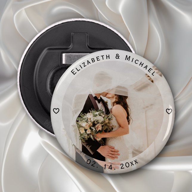 Modern Simple Bride and Groom Photo Wedding Favour Bottle Opener (Creator Uploaded)