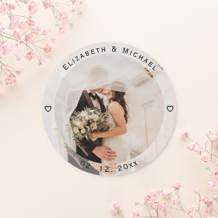 Modern Simple Bride and Groom Photo Wedding Favour Classic Round Sticker