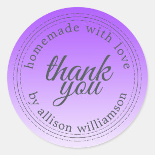 Modern simple bright purple ombre thank you classic round sticker