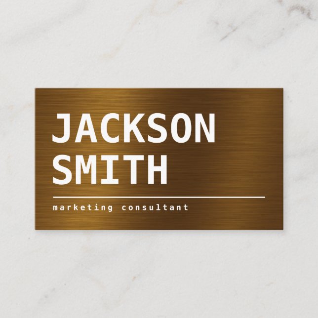 Modern Simple bronze professional Business Card (Front)