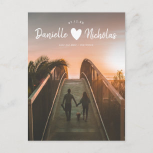 Modern Simple Brush Script Photo Save the Date Postcard