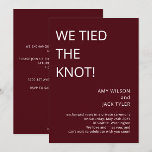 Modern Simple Burgundy Wedding Announcement