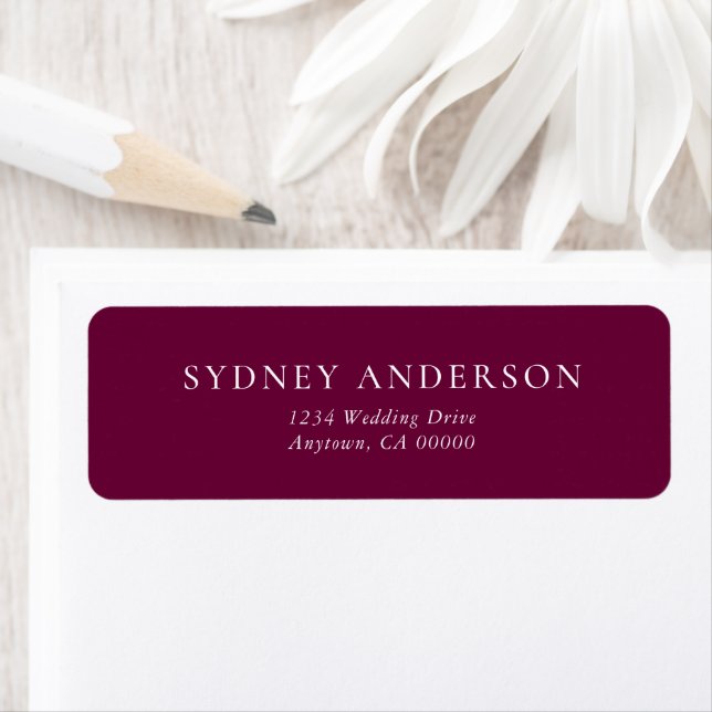 Modern Simple Burgundy Wedding Return Address (Insitu)
