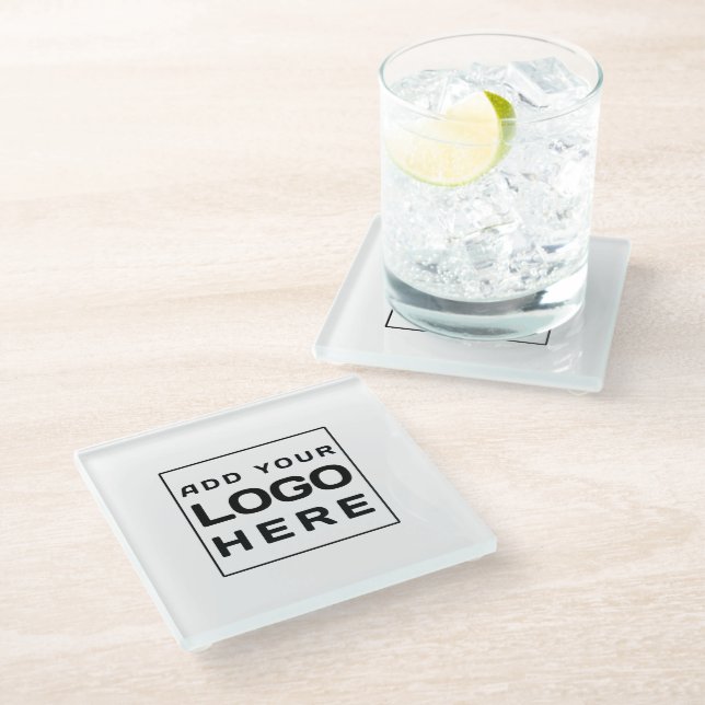 Modern Simple Business Logo Custom Glass Coaster (Angled)