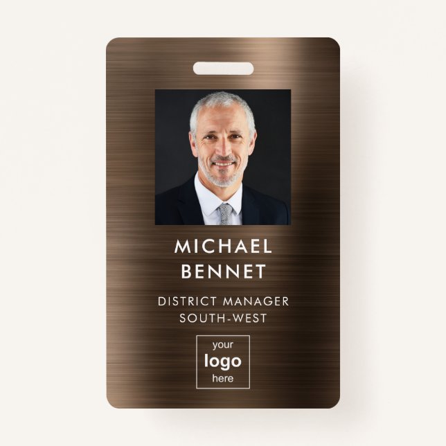 Modern Simple Business Logo Photo ID Badge (Front)