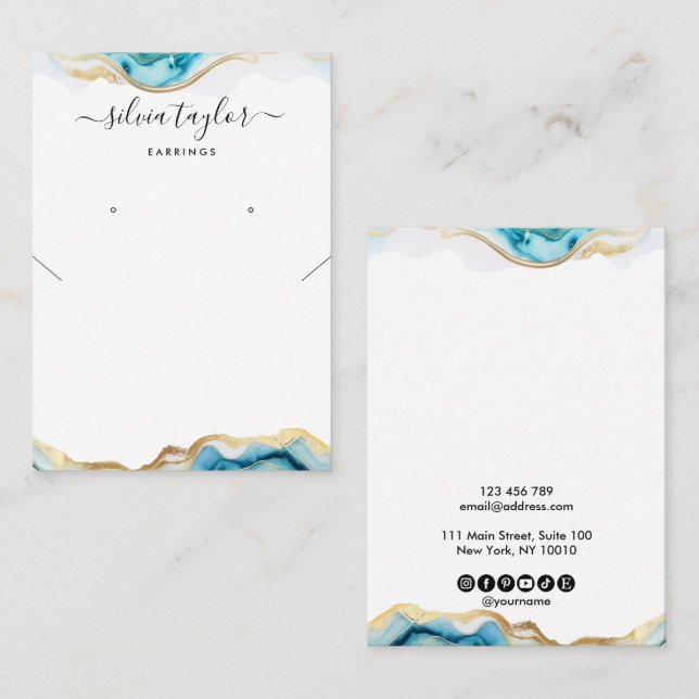 Modern Simple Calligraphy art Earring Necklace  Business Card (Front/Back)