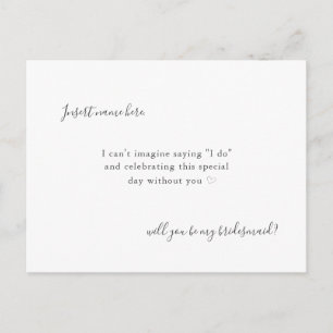 Modern Simple Calligraphy Bridesmaid Proposal  Postcard