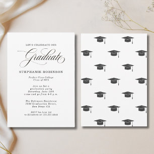 Modern Simple Calligraphy Grad Cap Party Invitation