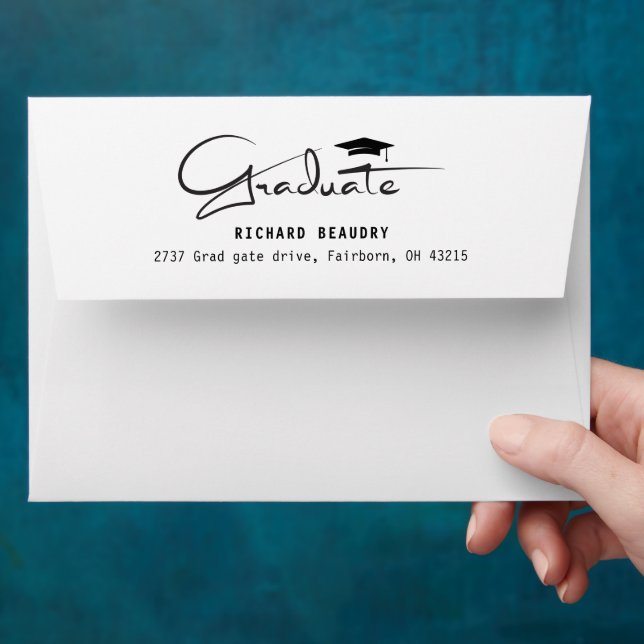 Modern Simple Calligraphy Graduation Cap Envelope (Hand)