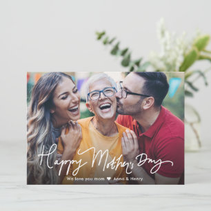Modern Simple Calligraphy Happy Mother's Day Photo Card