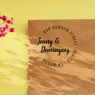 Modern & Simple Calligraphy Round Return Address Self-inking Stamp