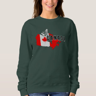 Modern Simple Canadian Canada Script map Flag Sweatshirt