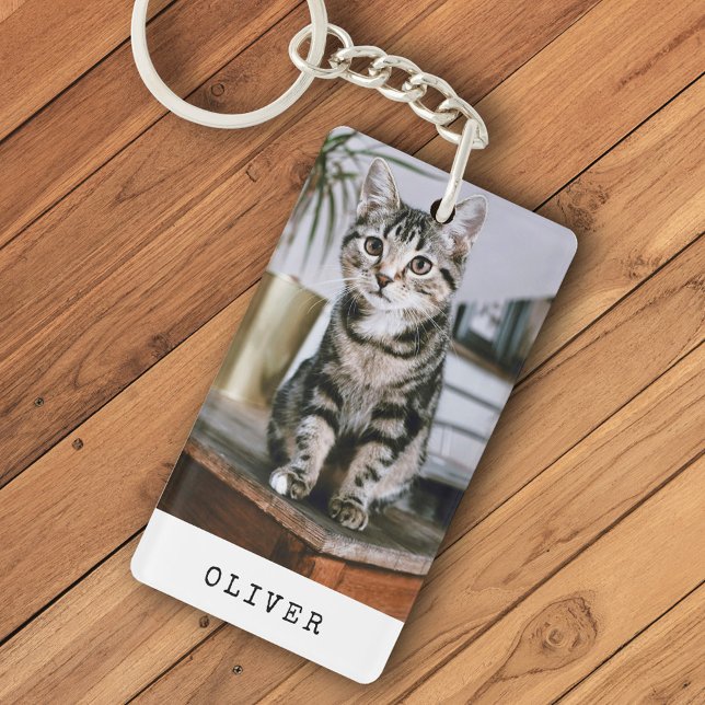 Modern Simple Cat Photo  Keychain (Creator Uploaded)