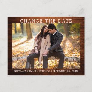 Modern Simple Change The Date New Date Wood Postcard