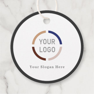 Modern simple charcoal black border company logo favour tags
