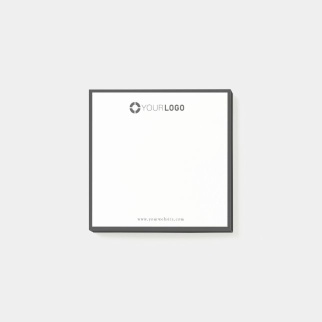 Modern simple charcoal black border company logo post-it notes (Front)