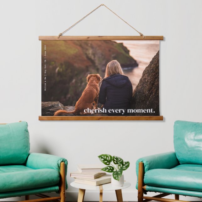 Modern Simple Cherish Memory Custom One Photo Hanging Tapestry (Living Room)