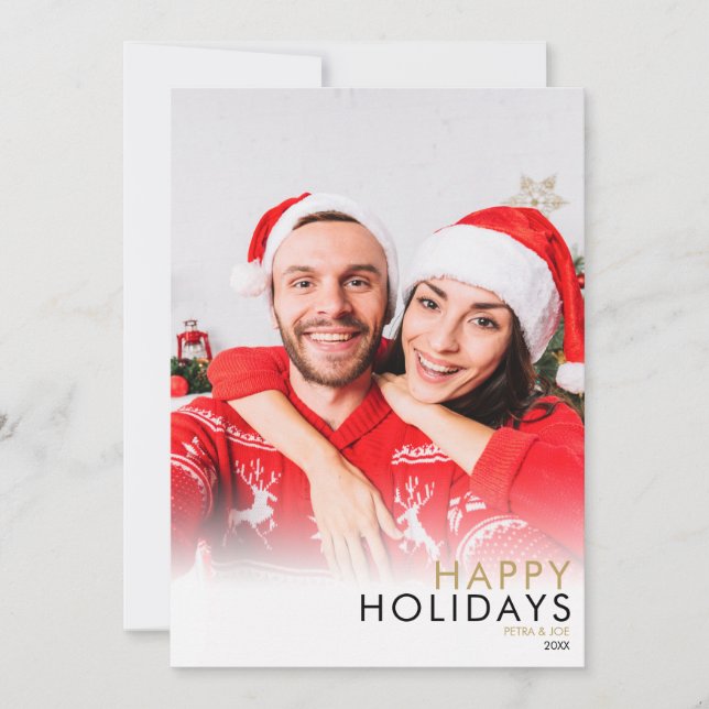 Modern Simple Chic Christmas Couples Photo Holiday Card (Front)