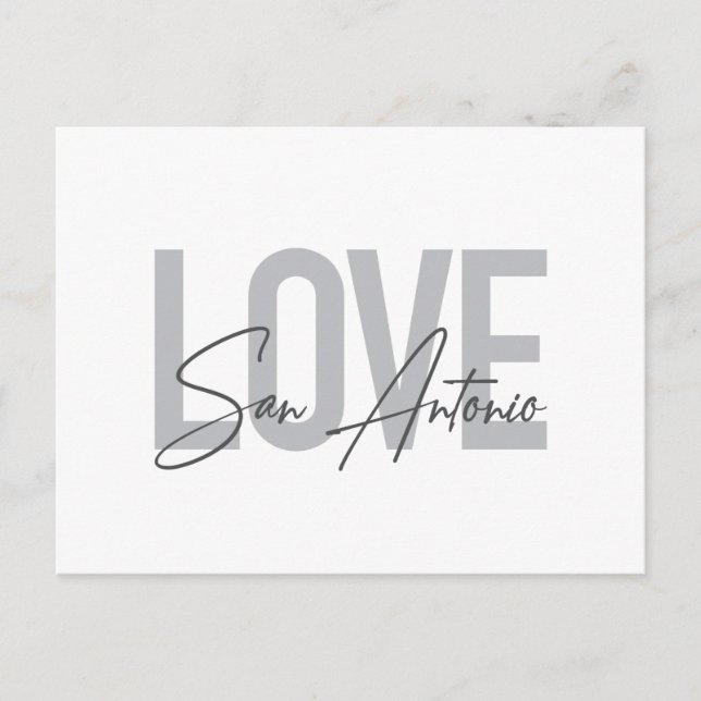 Modern, simple, chic, cool design Love San Antonio Postcard (Front)