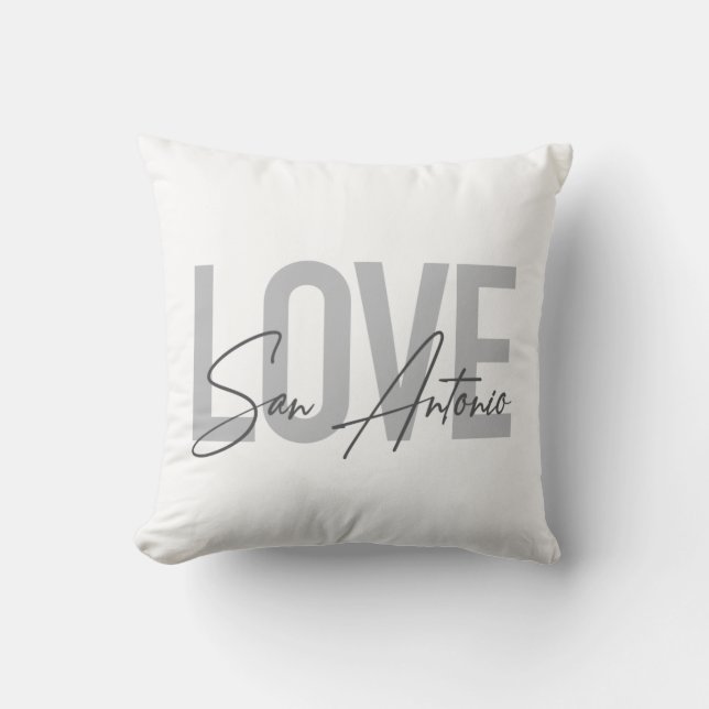 Modern, simple, chic, cool design Love San Antonio Throw Pillow (Front)