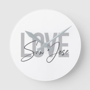 Modern, simple, chic, cool design Love San Jose Round Clock