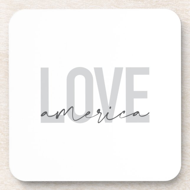 Modern, simple, chic, cool design of Love America Coaster (Front)