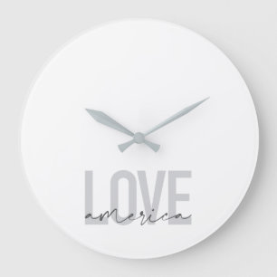 Modern, simple, chic, cool design of Love America Large Clock