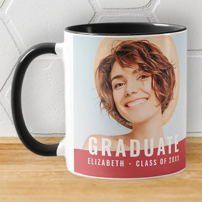 Modern Simple Chic Custom Graduate Grad Photo Mug (Creator Uploaded)