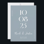 Modern Simple Chic Dusty Blue Wedding Save The Date<br><div class="desc">Modern wedding save the date featuring elegant chic design and minimalist style.</div>