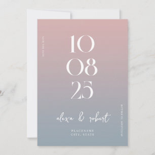Modern Simple Chic Dusty Rose Blue Wedding Save The Date