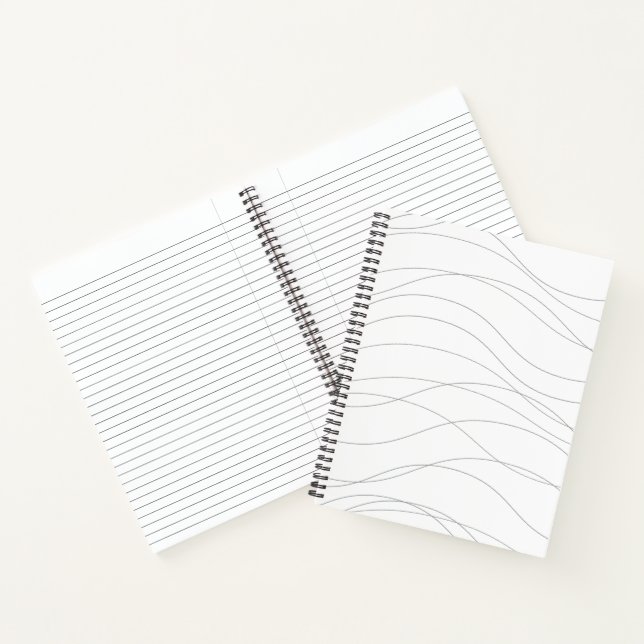 Modern, simple, chic, elegant wavy graphic lines notebook (Inside)