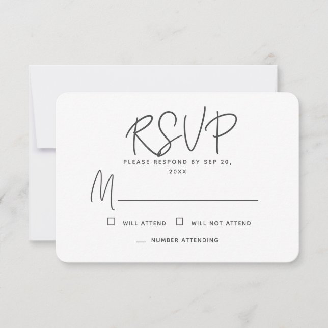 Modern Simple Chic Minimal Memories Memorial Reply RSVP Card (Front)