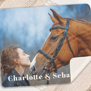 Modern Simple Chic Personalized Pet Horse Photo Sherpa Blanket