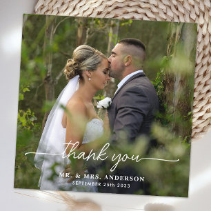 Modern Simple Chic Personalized Photo Wedding Thank You Card