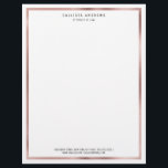 Modern Simple Chic Rose Gold White Border Lawyer Letterhead<br><div class="desc">This simple, minimalist, and modern letterhead is perfect for the professional lawyer, attorney, or business woman or man. It features a faux printed rose gold foil border with a contemporary font on top of a white background. It's a stylish and unique way to personalize and customize your letterhead. ***IMPORTANT DESIGN...</div>