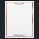 Modern Simple Chic Rose Gold White Border Lawyer Letterhead<br><div class="desc">This simple, minimalist, and modern letterhead is perfect for the professional lawyer, attorney, or business woman or man. It features a faux printed rose gold foil border with a contemporary font on top of a white background. It's a stylish and unique way to personalize and customize your letterhead. ***IMPORTANT DESIGN...</div>