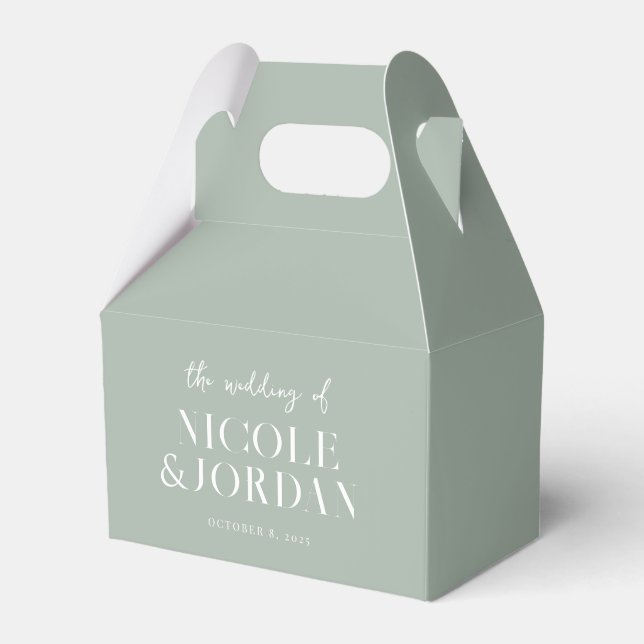 Modern Simple Chic Sage Green Wedding Favor Box (Front Side)