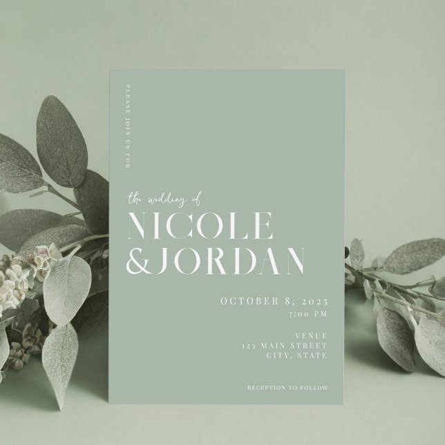 Modern Simple Chic Sage Green Wedding Invitation (Creator Uploaded)