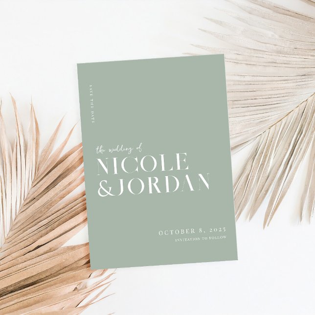 Modern Simple Chic Sage Green Wedding Save The Date (Creator Uploaded)