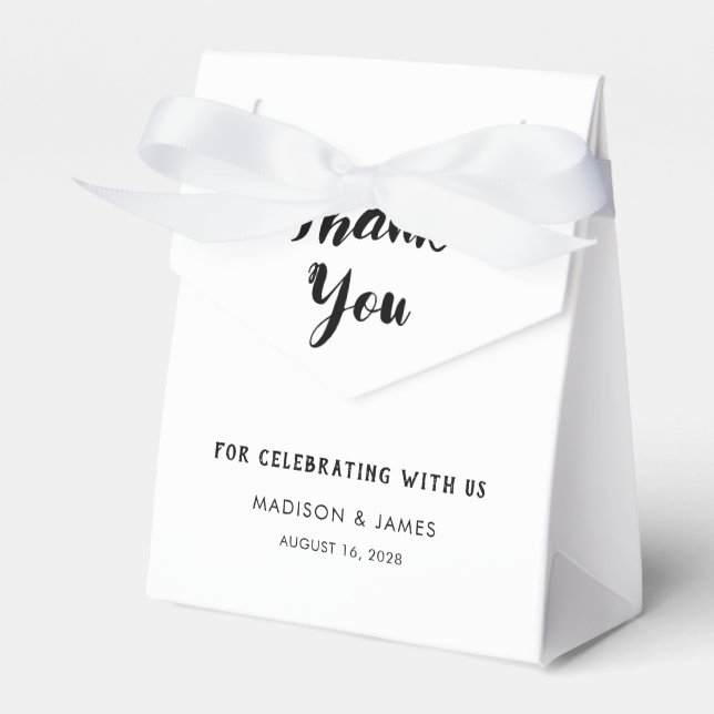 Modern Simple Chic Script Thank You Wedding Favor Box (Front Side)