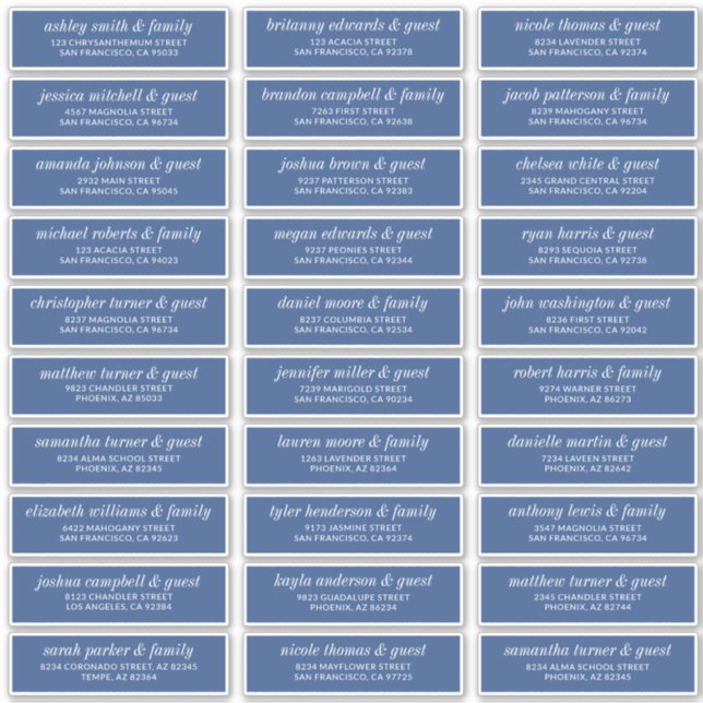 Modern Simple Chic Wedding Guest Names Address (Front)