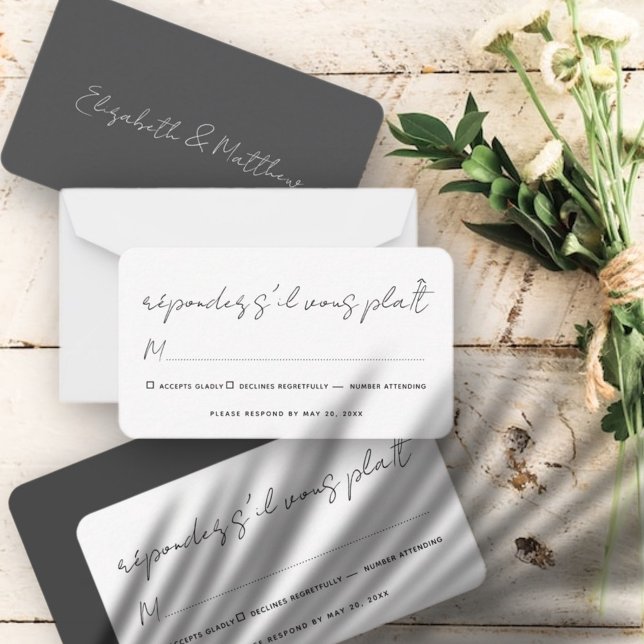 Modern Simple Chic Wedding No Meal Option RSVP Card (Creator Uploaded)