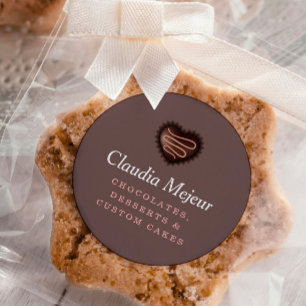 Modern Simple Chocolate Baker Brown Classic Round Sticker