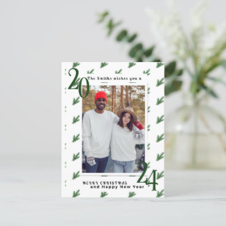 Modern simple Christmas couple Postcard