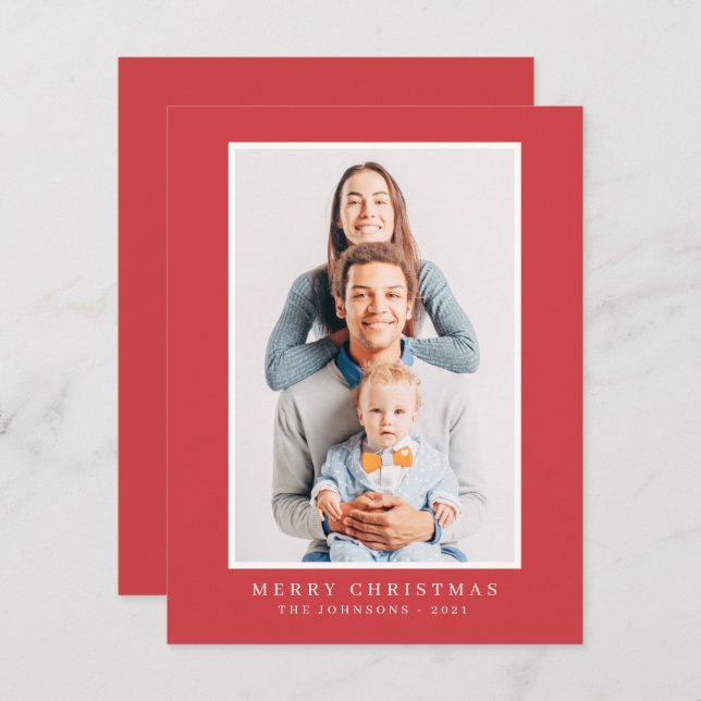 Modern Simple Christmas Custom Photo Holiday Card (Front/Back)