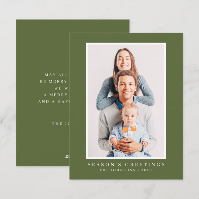 Modern Simple Christmas Custom Photo Holiday Card (Front/Back)
