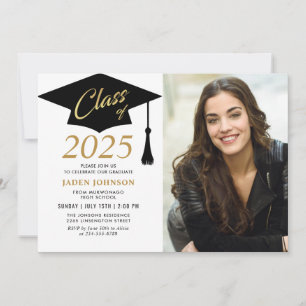 Modern Simple Class of 2021 Photo Graduation Party Invitation