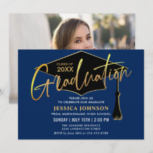 Modern Simple Class of 2021 PHOTO Graduation Party Invitation