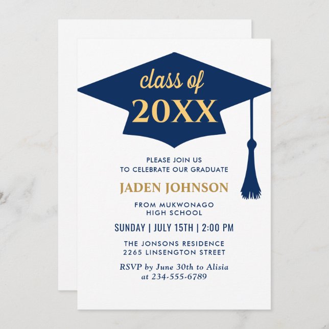 Modern Simple Class of 2024 Graduation Party Invitation (Front/Back)